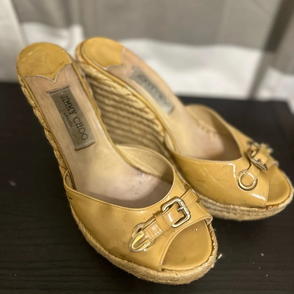 Authentic Jimmy Choo Women’s Yellow Wedge Sandals